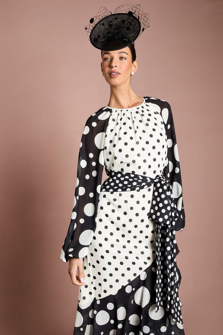 Lisa Tan Mixed Spot Print Wrap Maxi Dress - Image 4