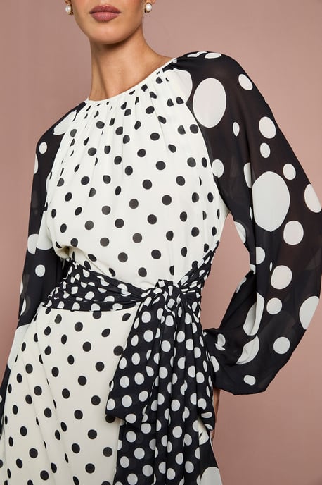 Lisa Tan Mixed Spot Print Wrap Maxi Dress - Image 5