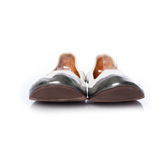 Lanvin, stretchballerina i vitt och metallic - Image 3