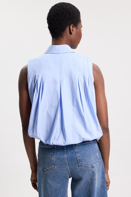Cotton Sleeveless Puffball Shirt - Image 4