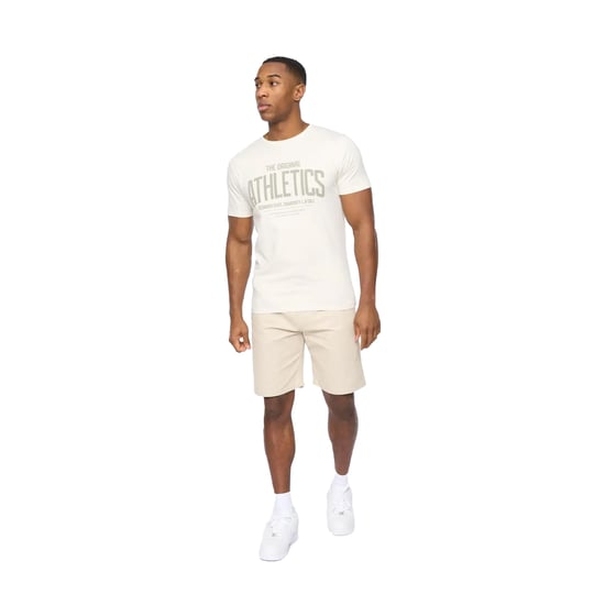 Crosshatch Mens Blansmoore Elasticated Regular Casual Shorts (Light Stone) - Image 4