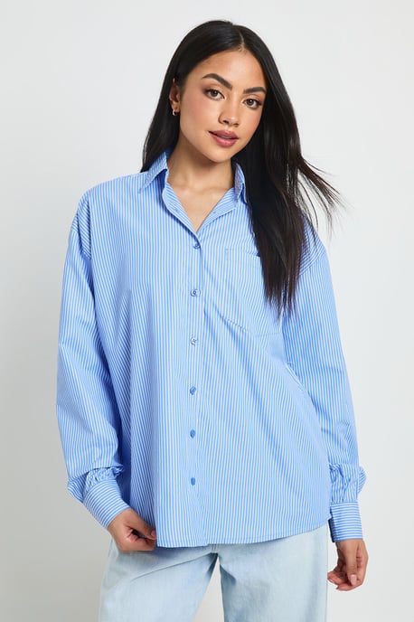 Stripe Poplin Oversized Shirt - Image 1