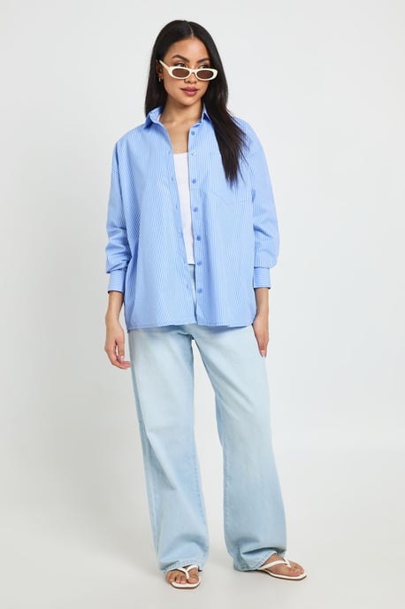 Stripe Poplin Oversized Shirt - Image 3
