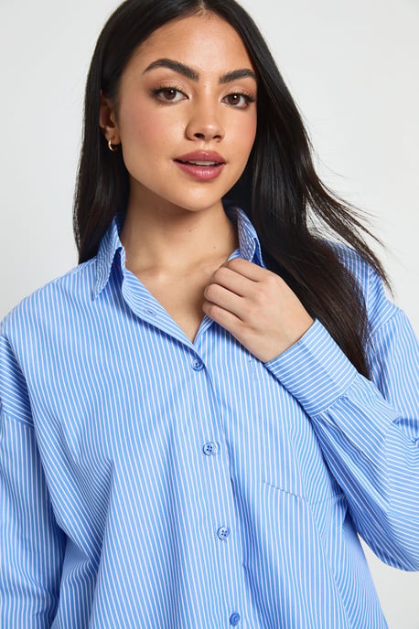 Stripe Poplin Oversized Shirt - Image 4