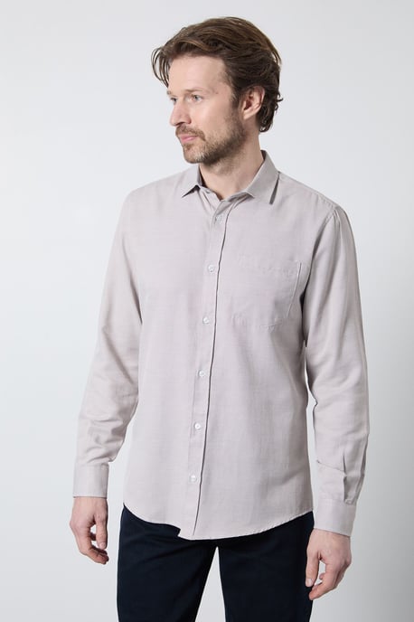 Neutral Textured Smart Long Sleeve Shirt - Image 1
