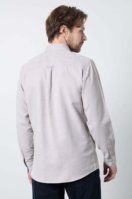 Neutral Textured Smart Long Sleeve Shirt - Image 3