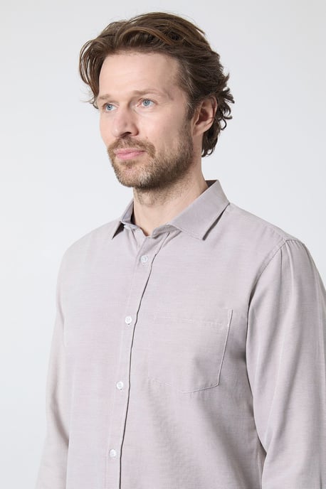 Neutral Textured Smart Long Sleeve Shirt - Image 4