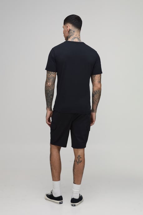 Tall Slim Fit Elasticated Mid Length Twill Cargo Shorts - Image 2