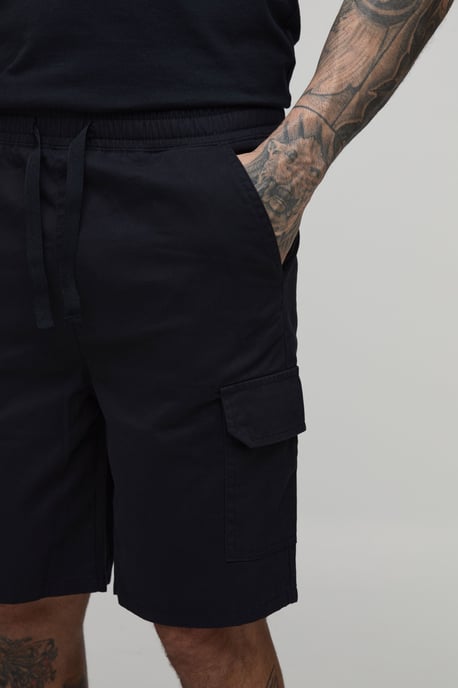 Tall Slim Fit Elasticated Mid Length Twill Cargo Shorts - Image 3