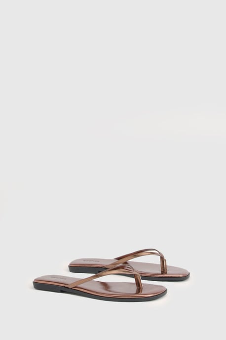 Metallic Square Toe Flip-Flops - Image 3