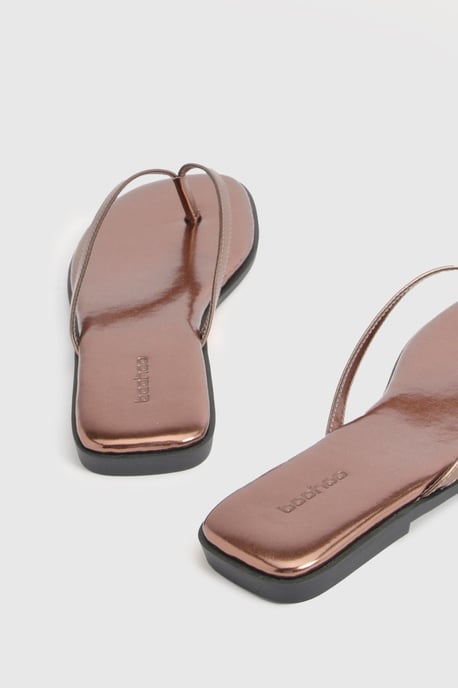 Metallic Square Toe Flip-Flops - Image 4
