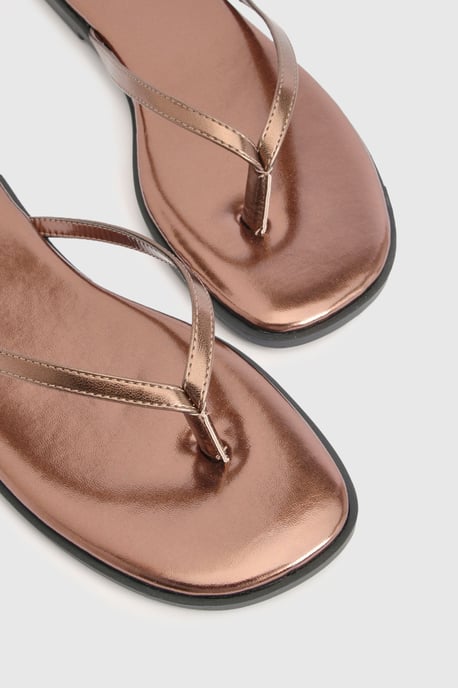 Metallic Square Toe Flip-Flops - Image 5