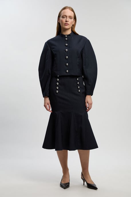 Petite Tailored Pinstripe High Neck Jacket - Image 3
