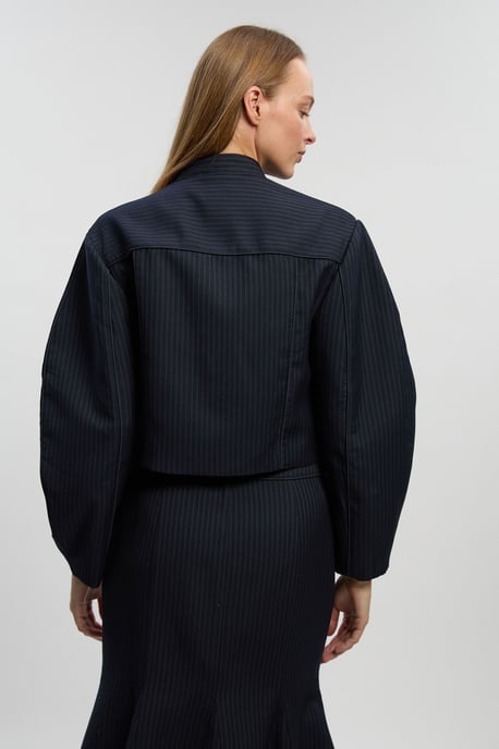 Petite Tailored Pinstripe High Neck Jacket - Image 4