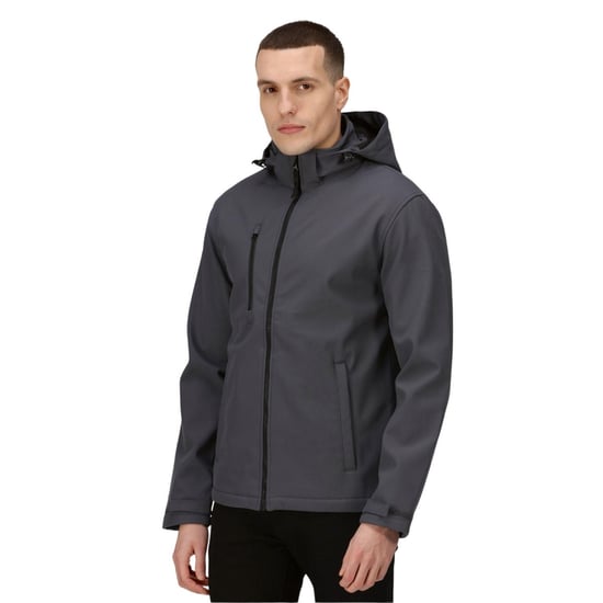 Regatta Professional Heren Venturer Softshell 3 Laags Hooded Jacket (Seal Grey/Zwart) - Image 3