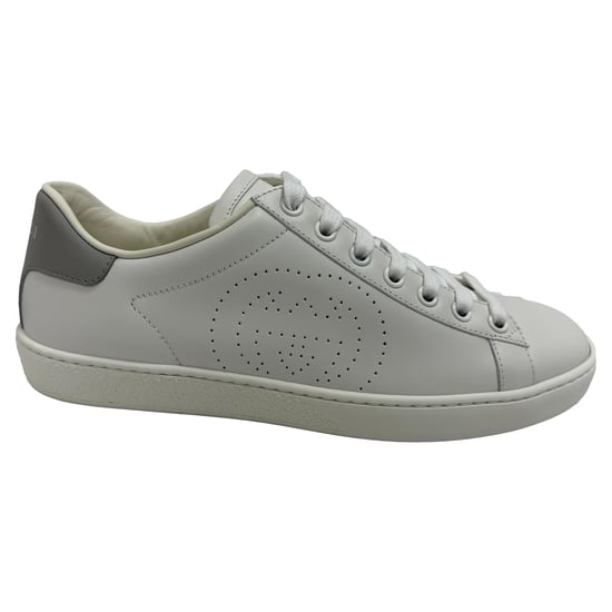 Gucci Interlocking G Perforated Ace Sneakers in White Calfskin Leather - Image 1