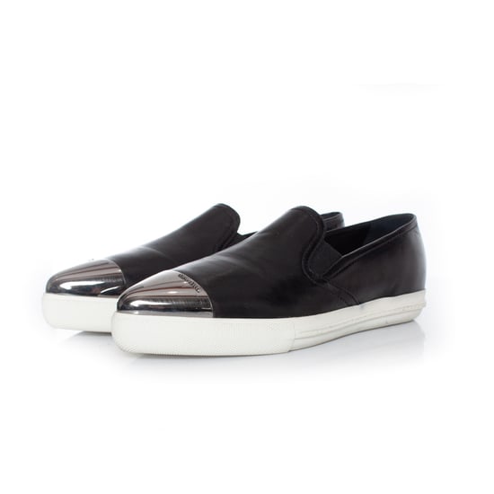 Miu Miu, slip on sneakers in black leather - Image 1