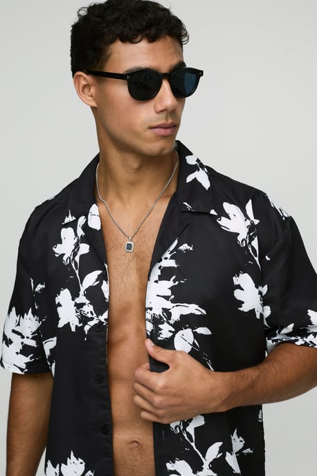 Oversized Boxy Viscose Printed Shirt & Swim Set - Image 3