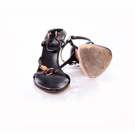 Gucci, black leather sandals with bamboo. - Image 6