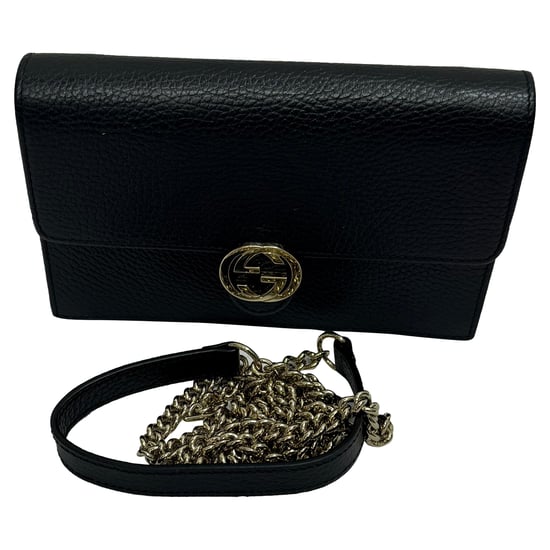 Gucci Dollar Interlocking G Portemonnee op Ketting in Zwart Kalfsleer - Image 4