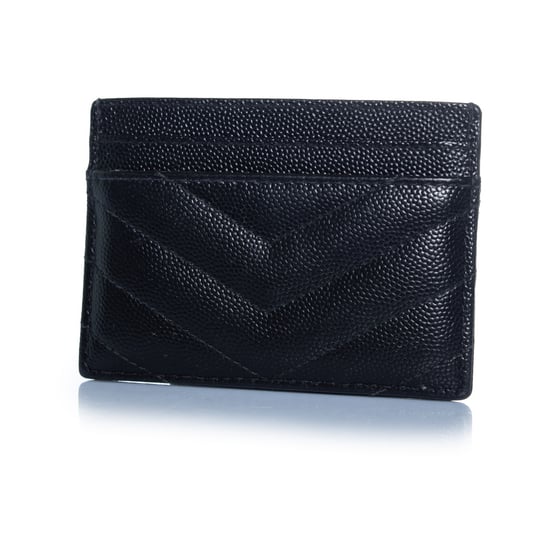 Saint Laurent, zwarte leren kaarthouder met logo. - Image 2