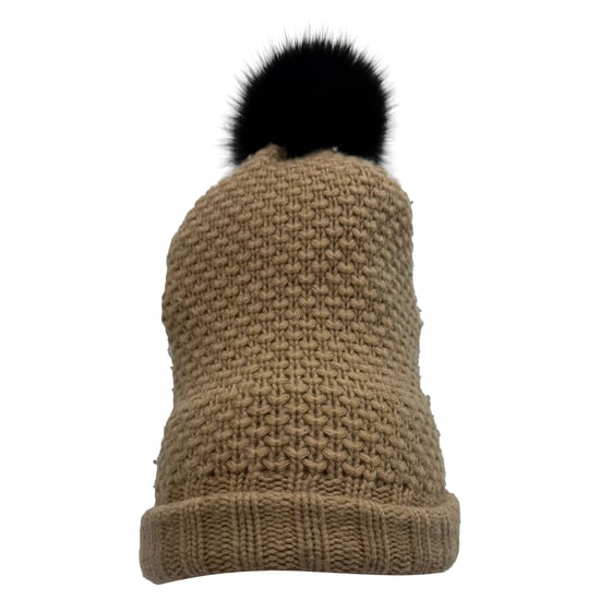 Burberry Stickad Pom-Pom Mössa i Brunt Ull - Image 1