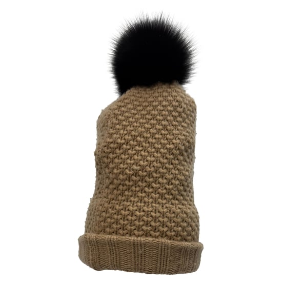 Burberry Stickad Pom-Pom Mössa i Brunt Ull - Image 3