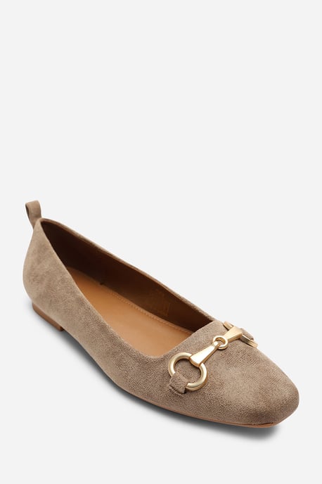 Where's That From Lauren' Suede Ballet Flats With Front Buckle Detail - Image 3