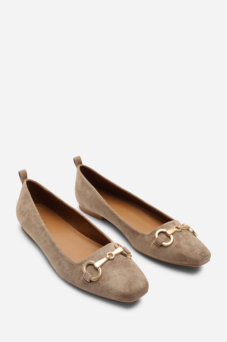 Where's That From Lauren' Suede Ballet Flats With Front Buckle Detail - Image 4