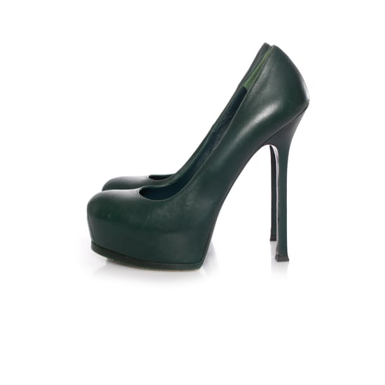 Yves Saint Laurent, groene leren Tribtoo platformpumps. - Image 2