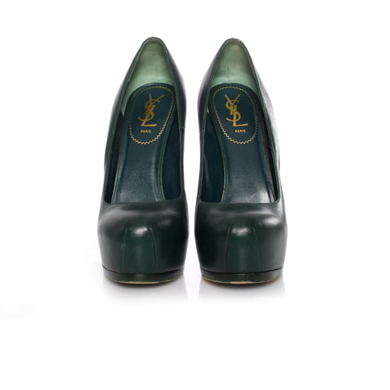 Yves Saint Laurent, groene leren Tribtoo platformpumps. - Image 4