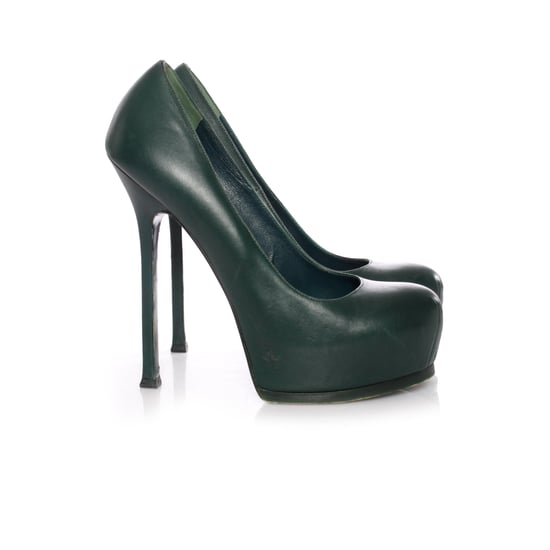 Yves Saint Laurent, groene leren Tribtoo platformpumps. - Image 5