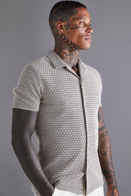 Slim Short Sleeve Mini Geo Shirt - Image 1