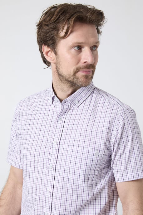 Purple Classic Check Short Sleeve Shirt - Image 4
