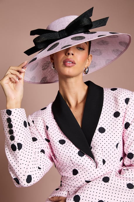 Lisa Tan Bow Wide Brim Hat With Printed Spot - Image 2