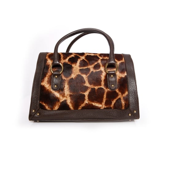 Dolce & Gabbana, Handväska med brunt läder och girafftryck i kalvhår. - Image 2