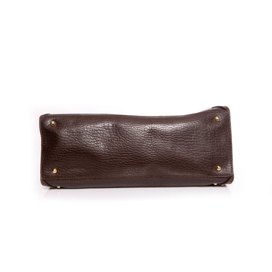 Dolce & Gabbana, Handväska med brunt läder och girafftryck i kalvhår. - Image 3
