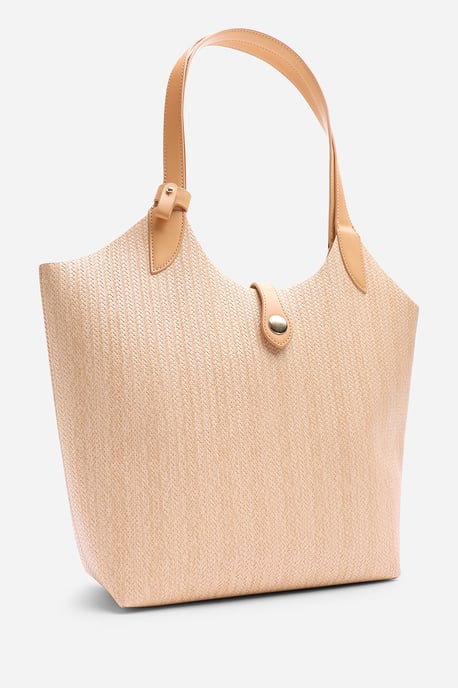 Wheres That From Womens Akira Raffia Shoulder Bag with Contrast Front Pocket - Image 3