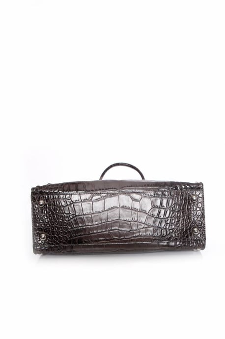 Michael Kors, grå Hamilton-toteväska med krokodilpräglad design och silverfärgade detaljer. - Image 5