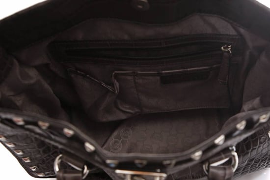 Michael Kors, grå Hamilton-toteväska med krokodilpräglad design och silverfärgade detaljer. - Image 6