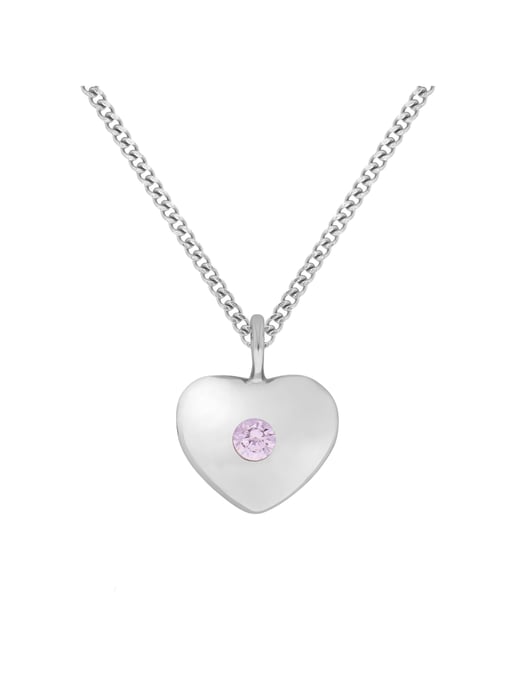 Zeeme for Kids Necklace Silver 925 heart motif zirconia pink - Image 1