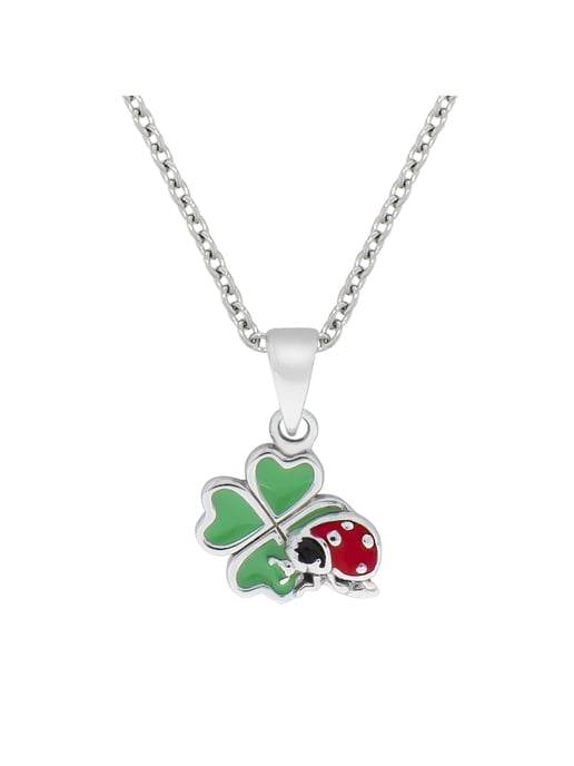 Zeeme for Kids Necklace 925/- Sterling silver cloverleaf ladybird lacquer - Image 1