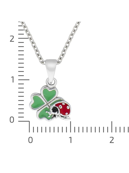 Zeeme for Kids Necklace 925/- Sterling silver cloverleaf ladybird lacquer - Image 2