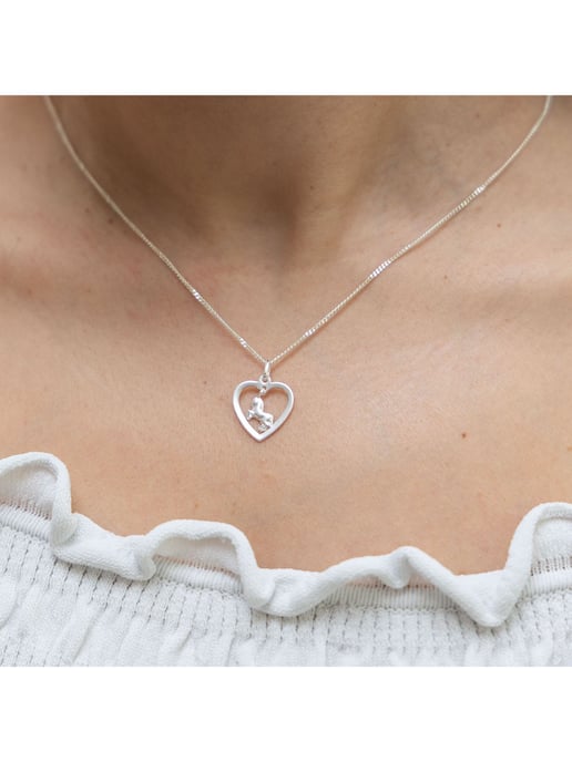 Zeeme for Kids Necklace Silver 925 motif heart and horse - Image 1