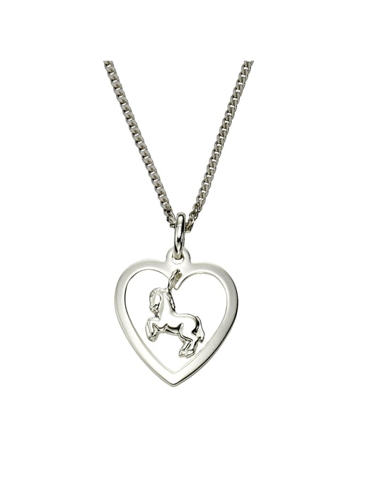 Zeeme for Kids Necklace Silver 925 motif heart and horse - Image 2