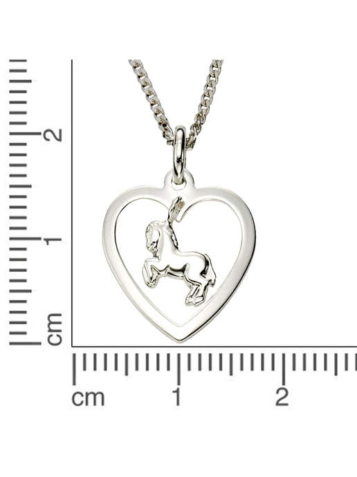 Zeeme for Kids Necklace Silver 925 motif heart and horse - Image 3