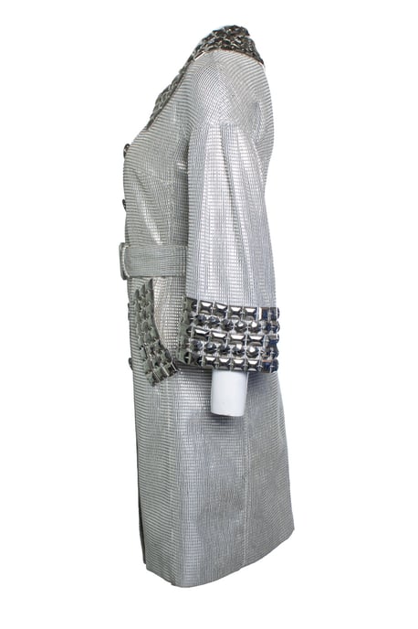 Burberry, silver metallic trench coat - Image 2