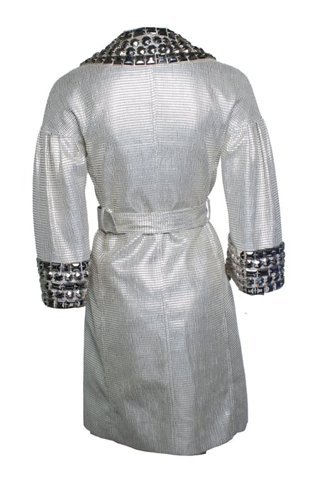 Burberry, silver metallic trench coat - Image 3