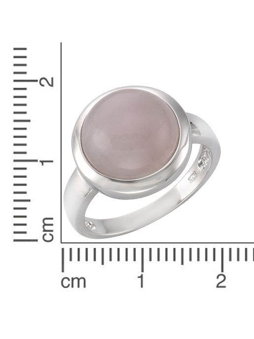 Zeeme Gemstones Ring Silver 925 rhodium-plated with genuine rose quartz 12mm - Image 2