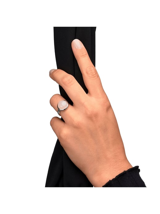 Zeeme Gemstones Ring Silver 925 rhodium-plated with genuine rose quartz 12mm - Image 3